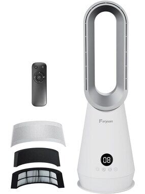 2-in-1 Bladeless Tower Fan & Air Purifier, 22” Oscillating, 8 Speeds, Quiet